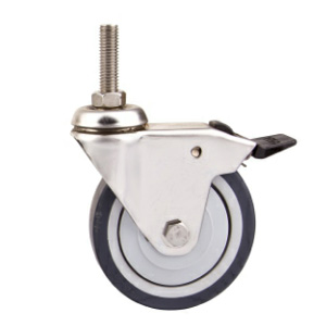 Rollensatz 4 Lenkrollen Mit Feststeller 100 Mm Polyurethan Braun "Alu
